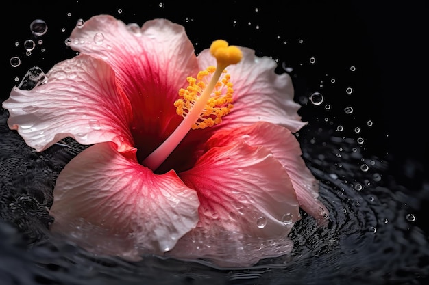 Une fleur d'hibiscus avec un fond sombre