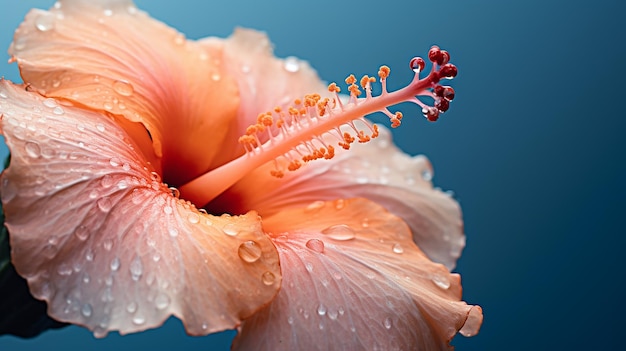 Fleur d'hibiscus pêche macro unique pour le fond