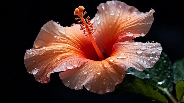 Photo fleur d'hibiscus de pêche macro unique