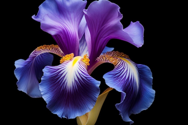 Fleur d'iris sur fond noir