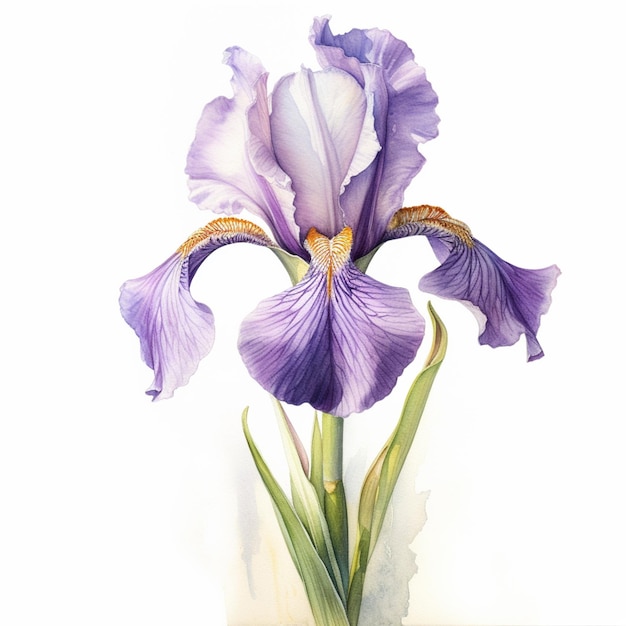 fleur d'iris violet dans un vase avec effet aquarelle ai génératif