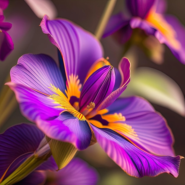 Une fleur d'iris violette en gros plan