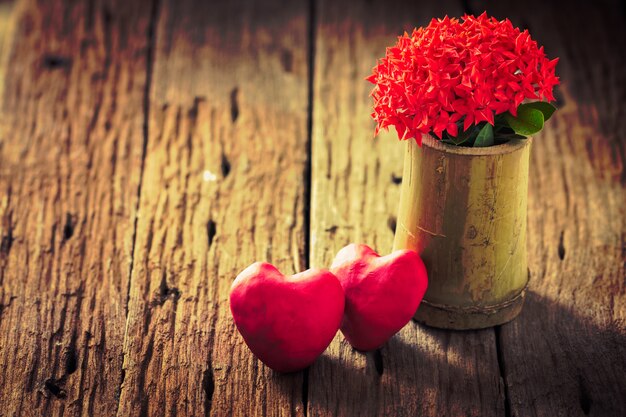 Fleur Ixora rouge avec coeur