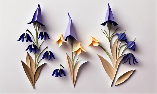 Fleur de jacinthe des bois en papier Craft Générative AI