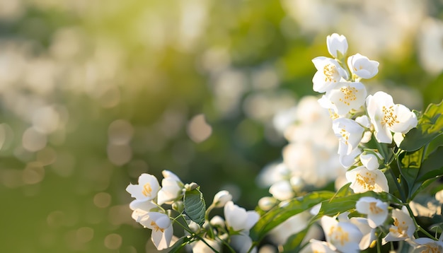 Fleur de jasmin dans le champ avec un fond flou