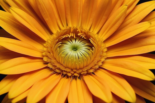 une fleur jaune avec un centre vert qui a un centre vert