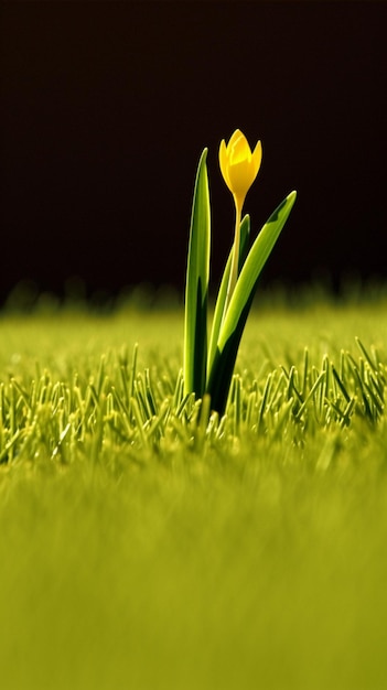 Une fleur jaune dans l'herbe