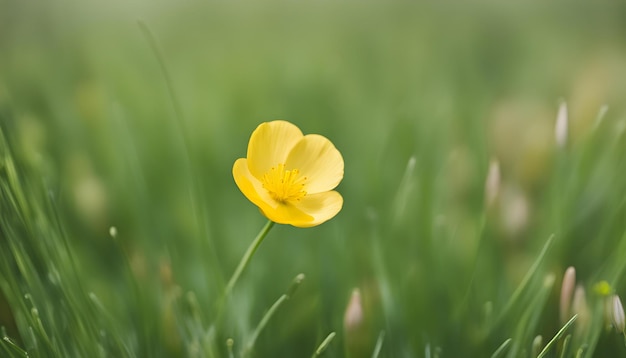 Photo fleur jaune dans l'herbe