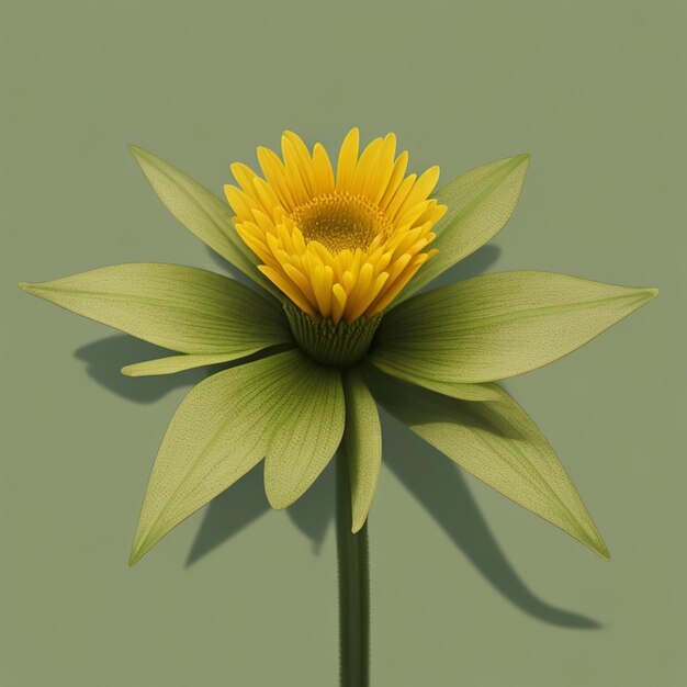 Une fleur jaune sur un fond vert