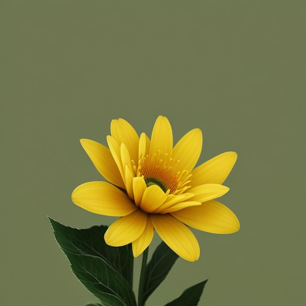 Une fleur jaune sur un fond vert