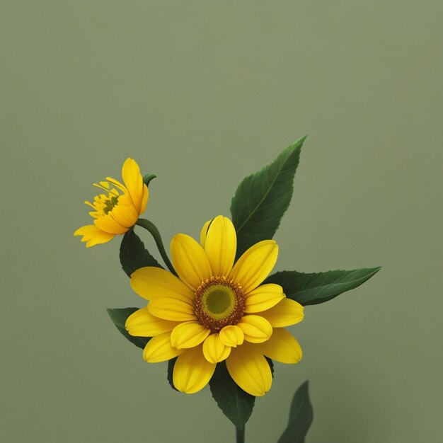 Une fleur jaune sur un fond vert