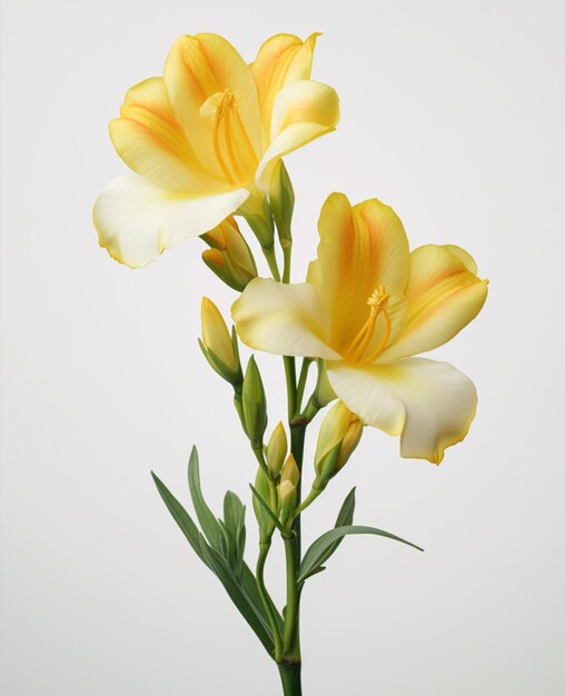 Une fleur jaune isolée en gros plan sur un fond blanc