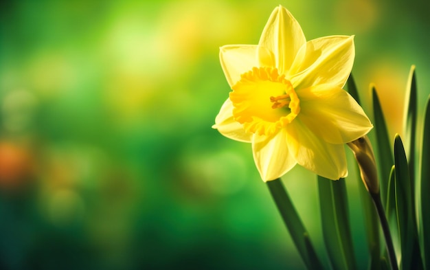 Fleur de jonquilles sur fond vert