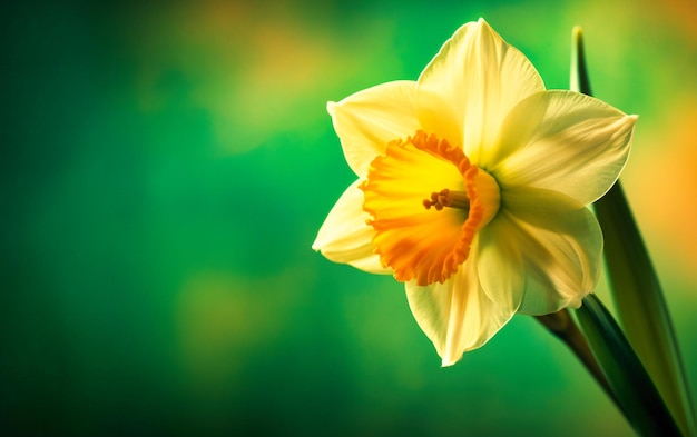 Fleur de jonquilles sur fond vert