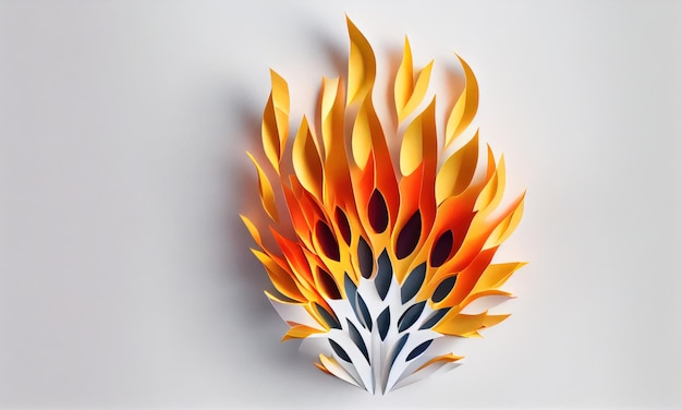 Fleur de Katy enflammée en papier craft Generative AI