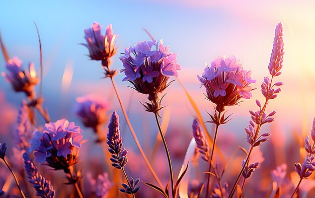 fleur de lavande au coucher du soleil