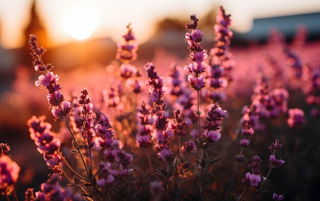 fleur de lavande au coucher du soleil