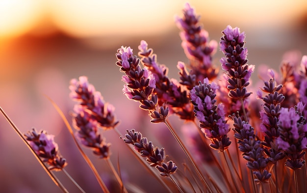 fleur de lavande au coucher du soleil