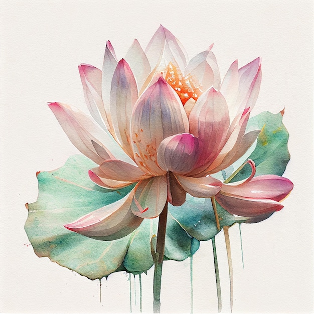 Fleur de lotus aquarelle abstraite Illustration numérique AI