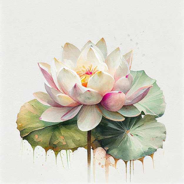 Fleur de lotus aquarelle abstraite Illustration numérique AI