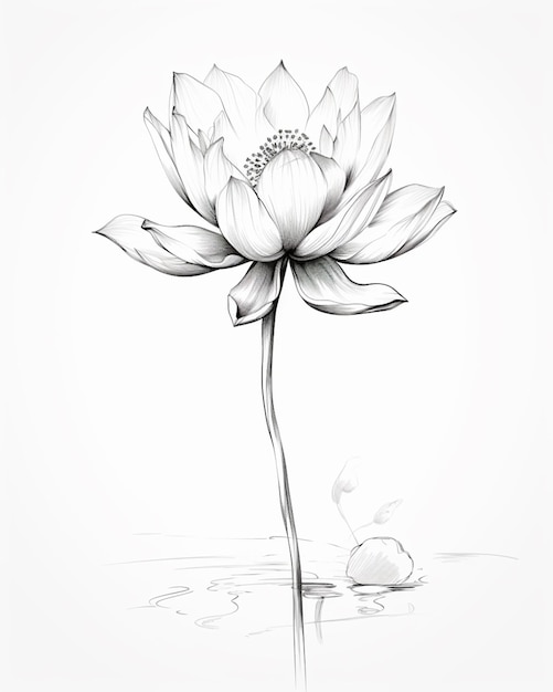 fleur de lotus à arpents avec des gouttes d'eau sur un fond blanc