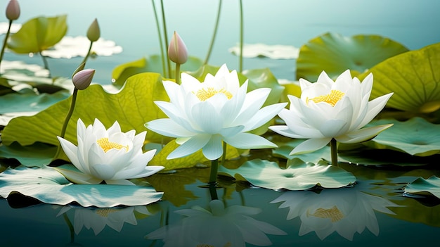 Fleur de Lotus blanc dans l'eau