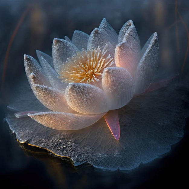 Une fleur de lotus blanche avec un centre jaune