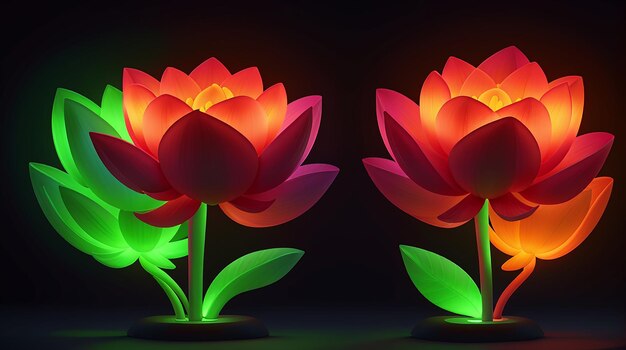 Fleur de lotus Couleurs néon produites par Ai