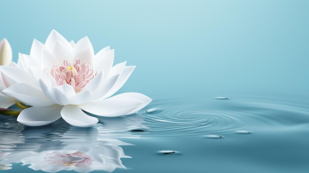 fleur de lotus dans l'eau avec une goutte d'eau en arrière-plan