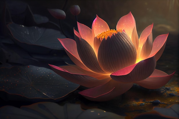 Une fleur de lotus dans le noir