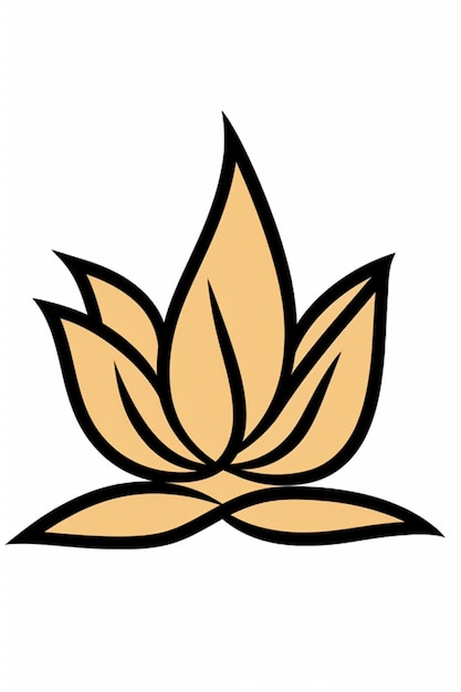 Une fleur de lotus dorée avec une feuille au centre.