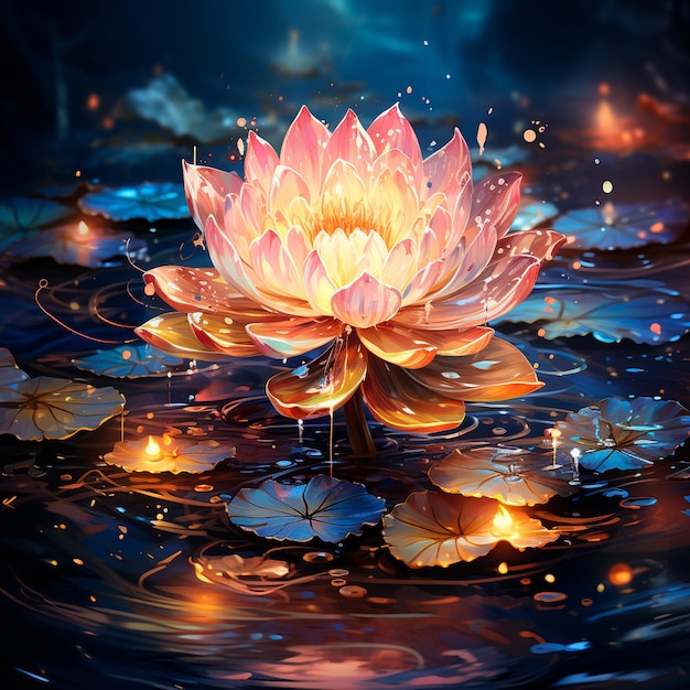 fleur de lotus avec goutte d'eau