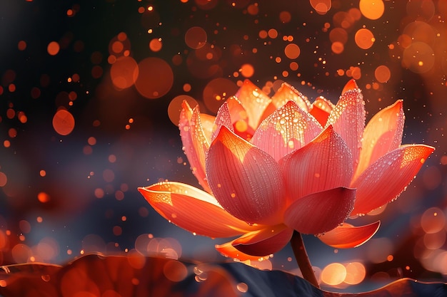 Photo une fleur de lotus lumineuse sur un fond d'eau magique et moelleuse