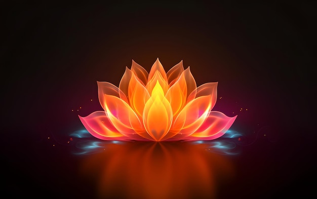 Une fleur de lotus lumineuse sur fond noir