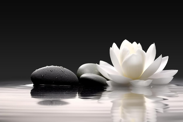 Photo une fleur de lotus paisible se reflète dans une piscine tranquille d'eau un concept zen parfait pour le massage et la méditation