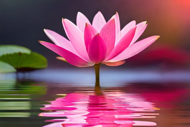 fleur de lotus rose dans l'eau avec des feuilles vertes
