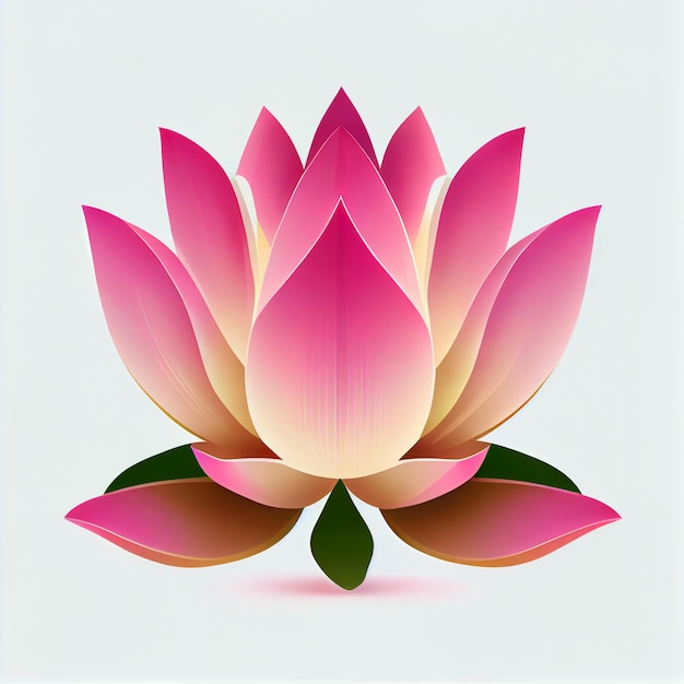 Une fleur de lotus rose avec des feuilles vertes dessus