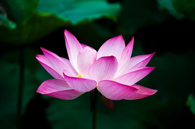 Une fleur de lotus rose sur un fond violet.