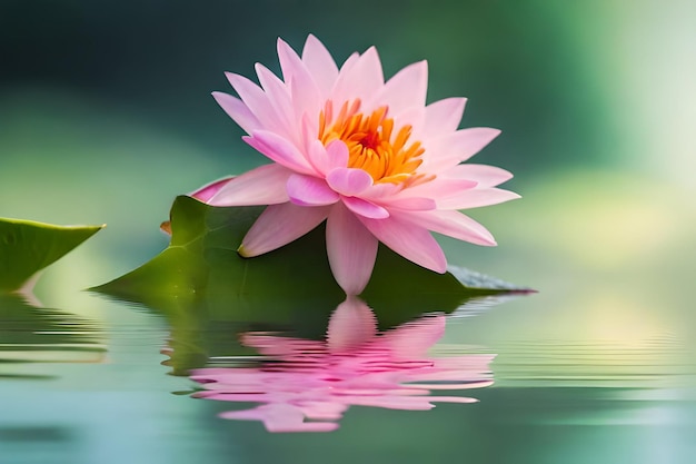 une fleur de lotus avec son reflet