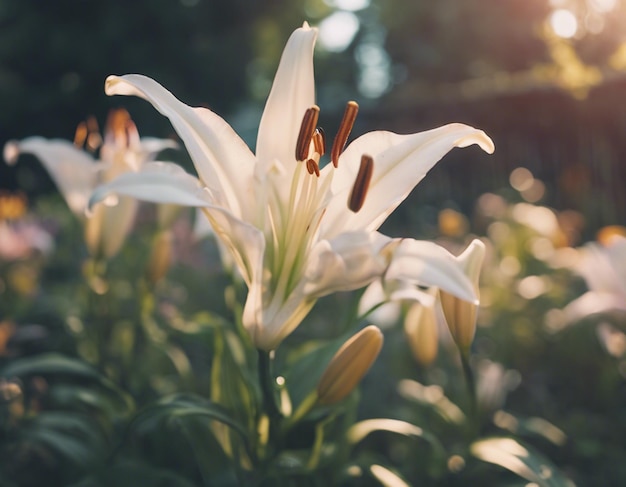 Photo une fleur de lys blanc