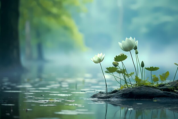 Photo fleur de lys sur l'eau tranquille fond d'écran