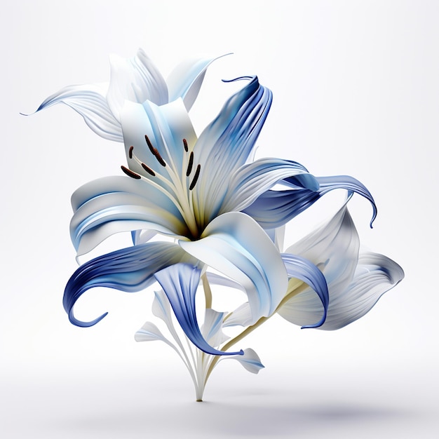 une fleur de lys monochrome bleu nuances fond blanc