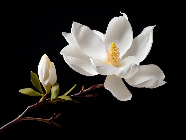 La fleur de magnolia dans le fond du studio, une seule fleur de Magnolia, de belles images de fleurs.