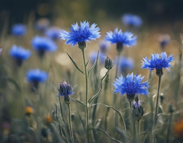 Photo une fleur de maïs bleue