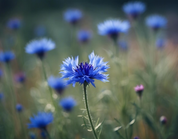 Photo une fleur de maïs bleue