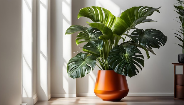 Fleur de maison exotique dans un pot sur un fond blanc avec un espace de copie Conception intérieure avancée de modération