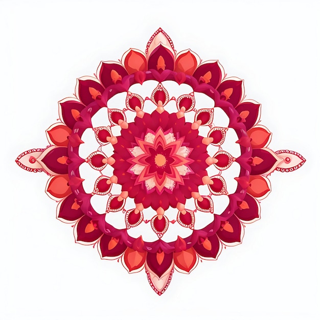 Fleur de mandala à motif circulaire avec couleur abstraite avec fond blanc génératif ai
