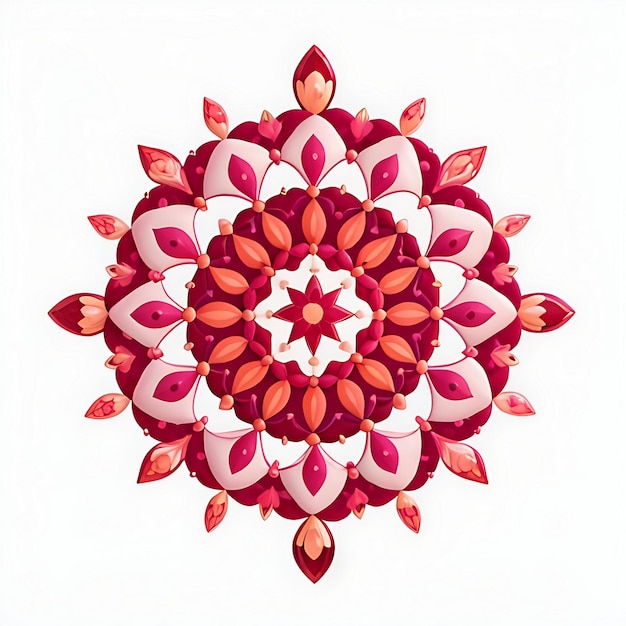 Fleur de mandala à motif circulaire avec couleur abstraite avec fond blanc génératif ai