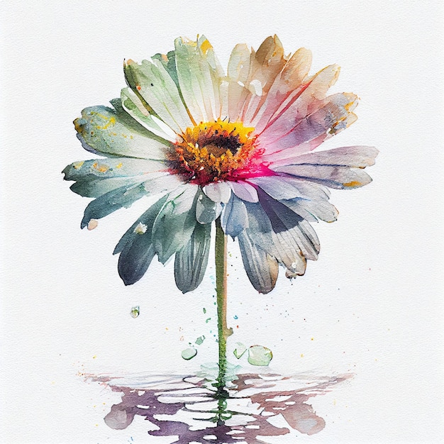 Fleur de marguerite aquarelle double exposition abstraite Illustration numérique AI
