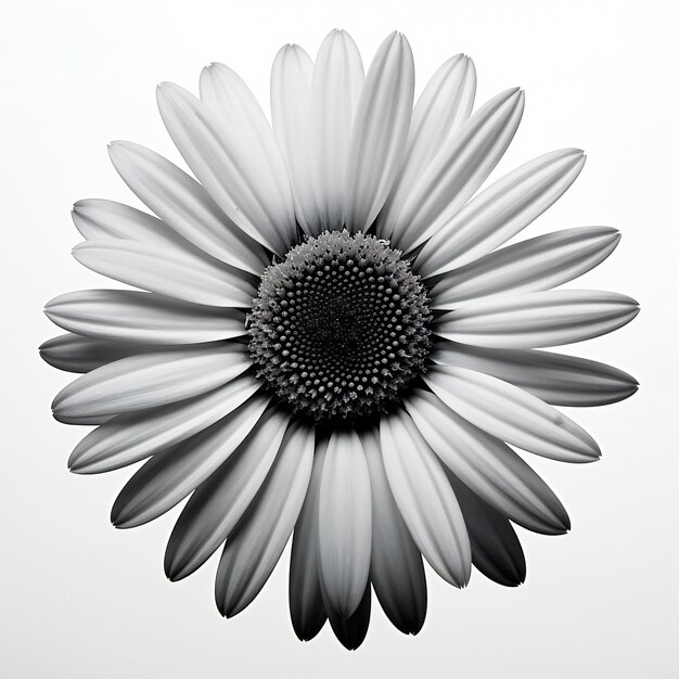 Fleur de marguerite noire et blanche isolée sur fond blanc